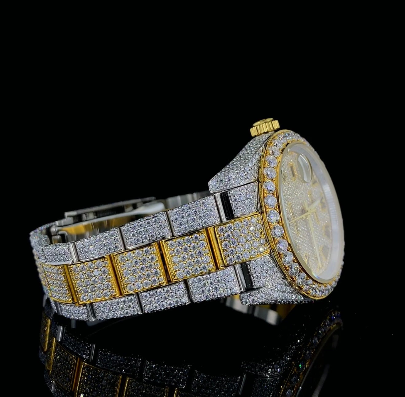 Elegant rose gold and silver watch studded with Moissanite diamonds | VVS QUALITY | Fully Iced out | Automatic watch