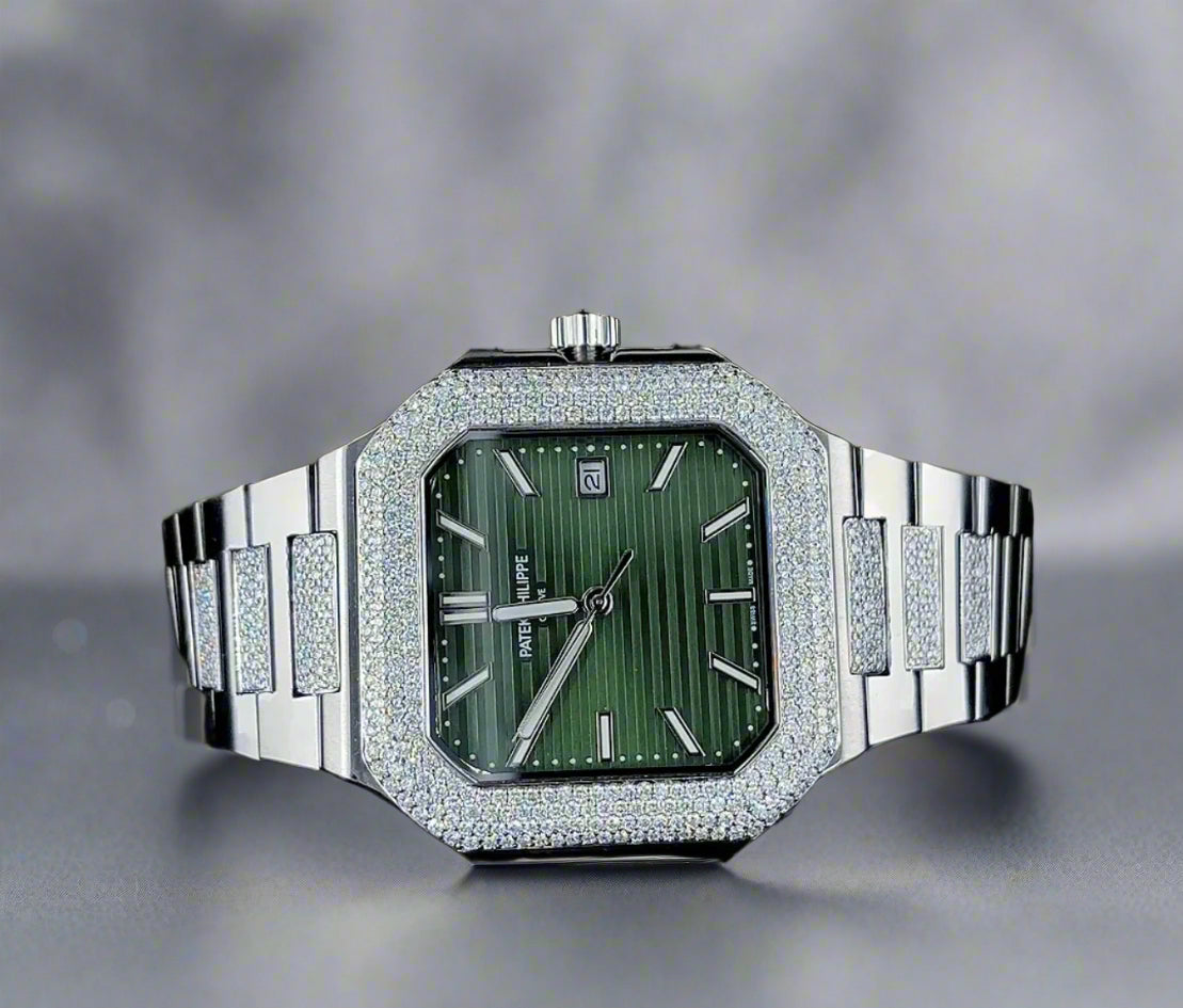 Trendy square Dial watch Adorned with CVD diamonds | Automatic watch | Iced out watch |
