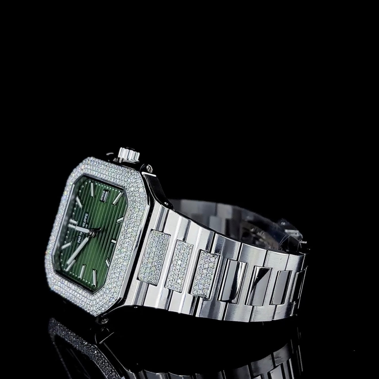 Trendy square Dial watch Adorned with CVD diamonds | Automatic watch | Iced out watch |