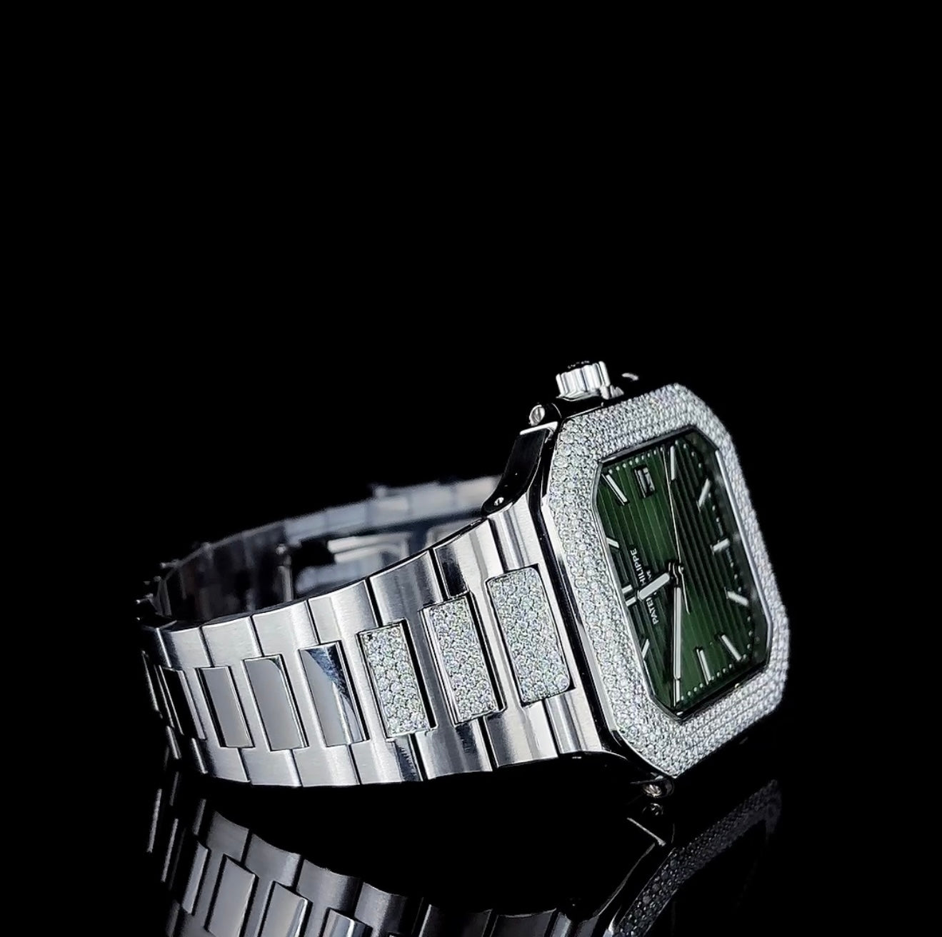 Trendy square Dial watch Adorned with CVD diamonds | Automatic watch | Iced out watch |