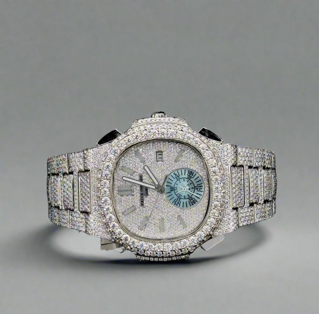 Patek style moissanite watch| Hiphop style watch | VVS quality | Bust down watch