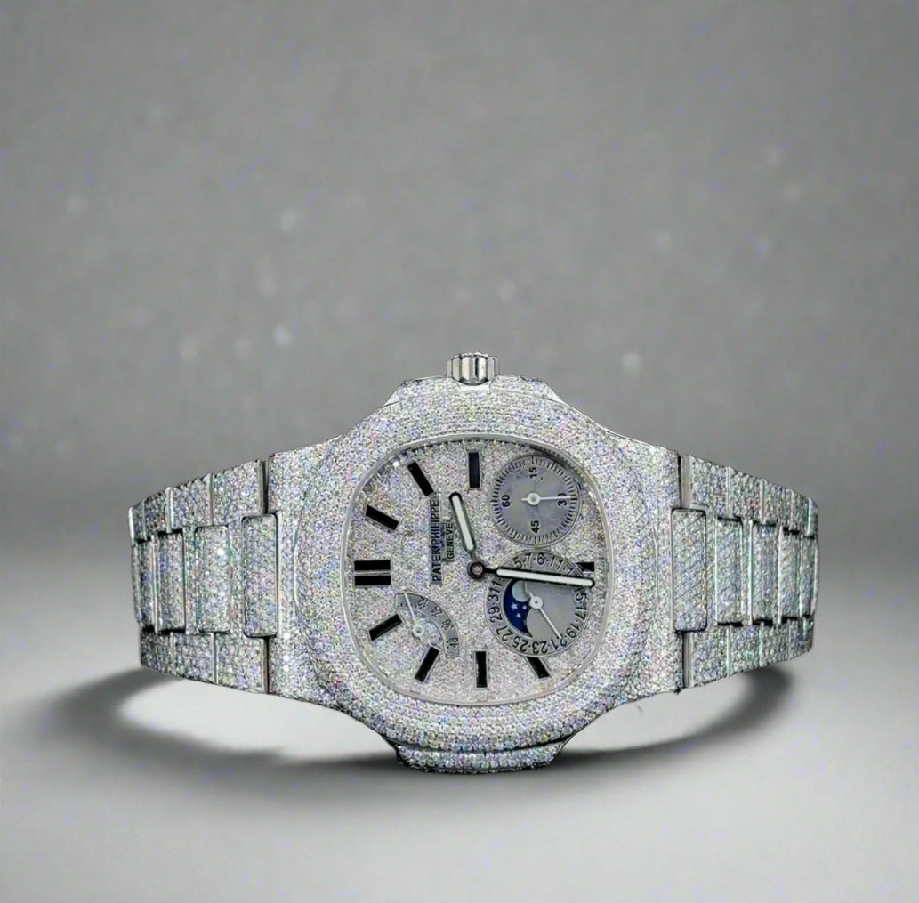 Silver Watch Crusted with Moissanite diamonds | Automatic watch | VVS quality watch | Hip hop watch | FULLY ICED OUT