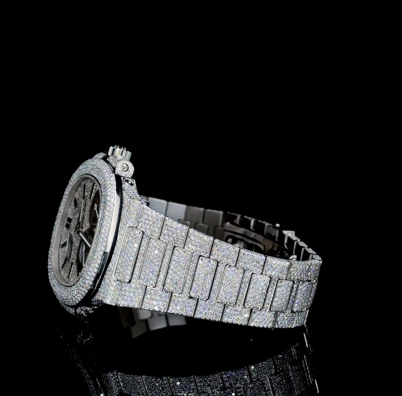 Silver Watch Crusted with Moissanite diamonds | Automatic watch | VVS quality watch | Hip hop watch | FULLY ICED OUT