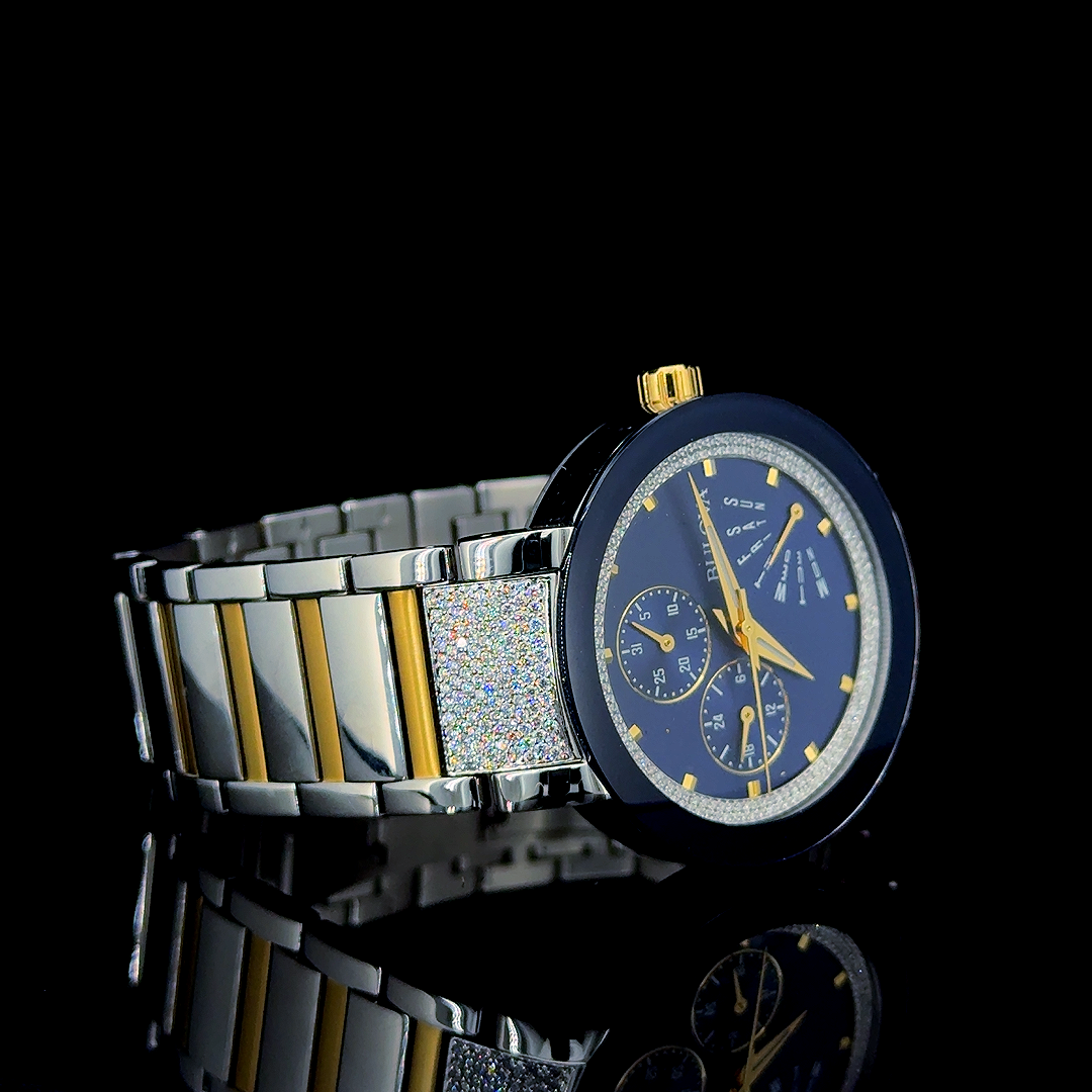 Bulova modern blue color watch customized with Lab grown Diamonds | Quartz movement | Lab grown Diamonds