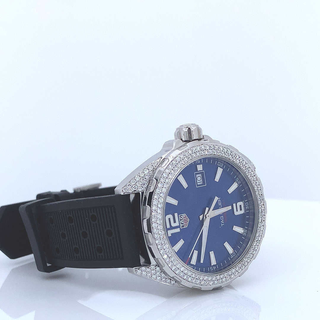 Blue watch crafted with lab grown diamonds | Leather strap | trendy watch