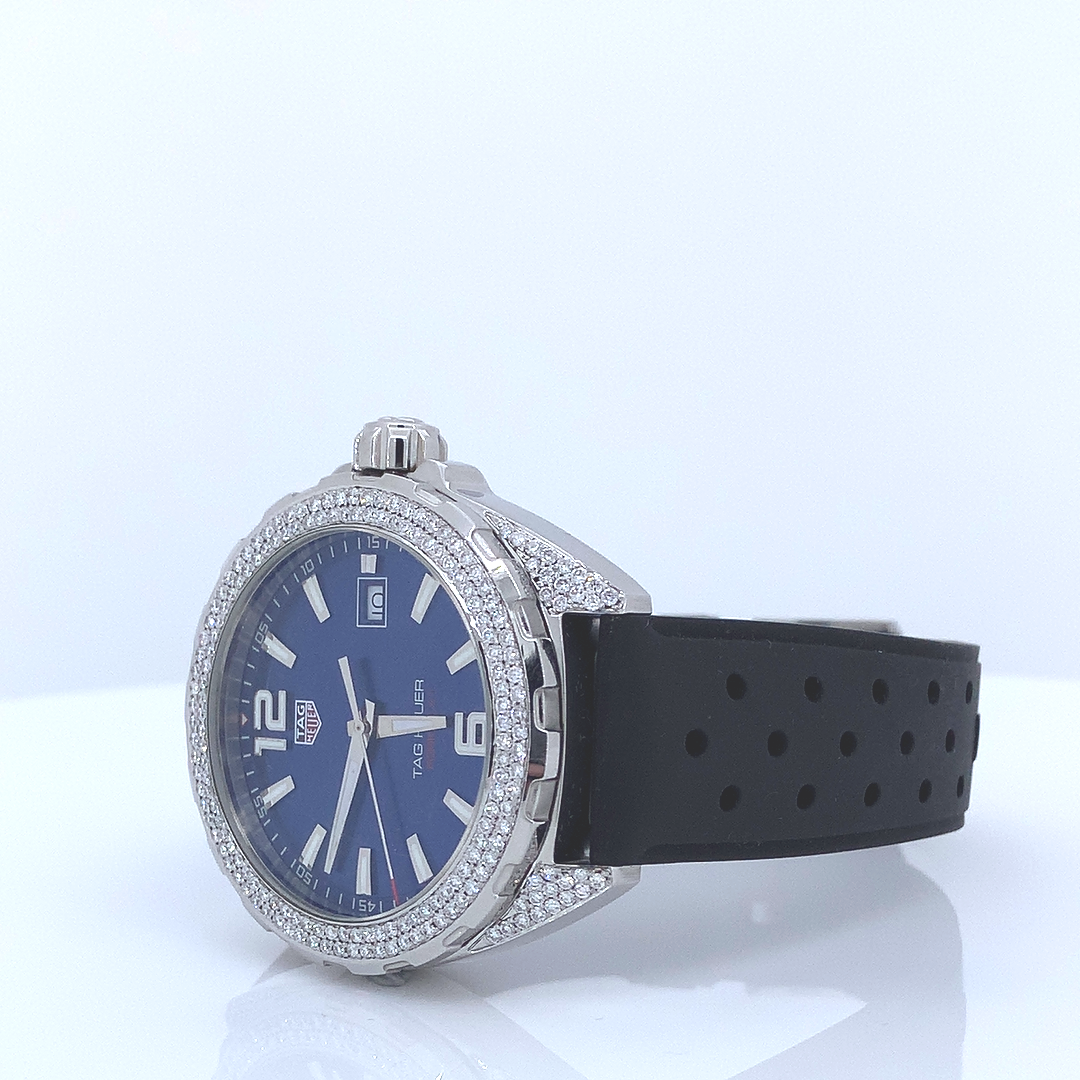 Blue watch crafted with lab grown diamonds | Leather strap | trendy watch