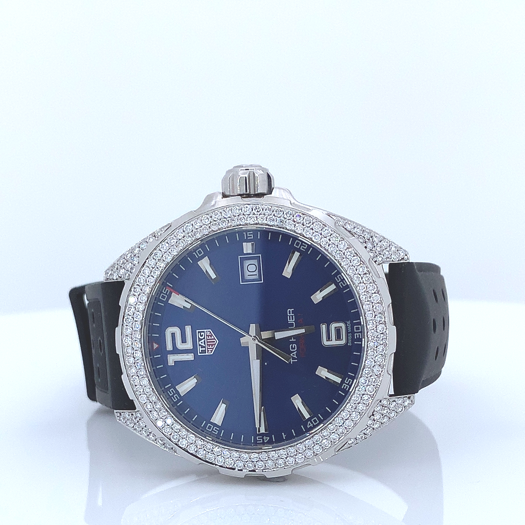 Blue watch crafted with lab grown diamonds | Leather strap | trendy watch