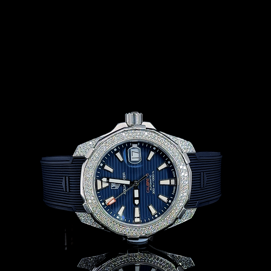 Beautiful automatic watch studded with LAB GROWN diamonds | Leather strap | Watch for men