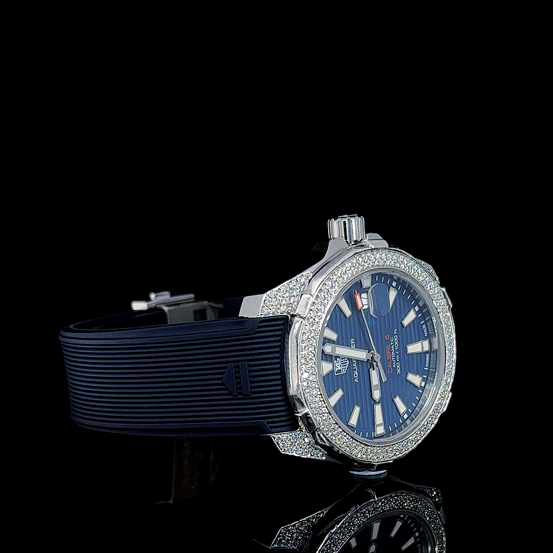 Beautiful automatic watch studded with LAB GROWN diamonds | Leather strap | Watch for men