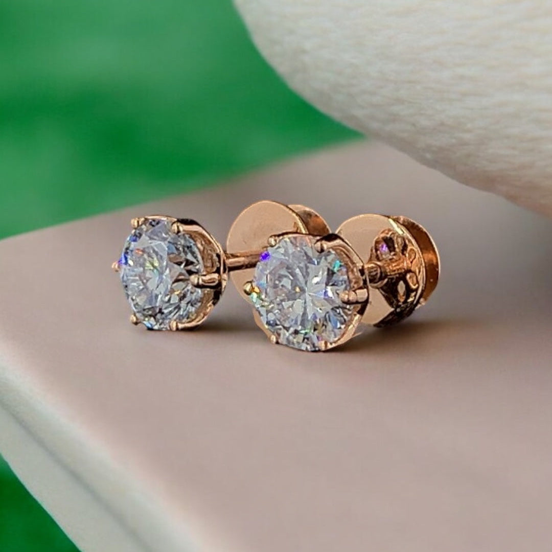 1 Carat Lab-Grown Diamond Stud Earring | E–F Color, VS2 Clarity, 14KT Gold
