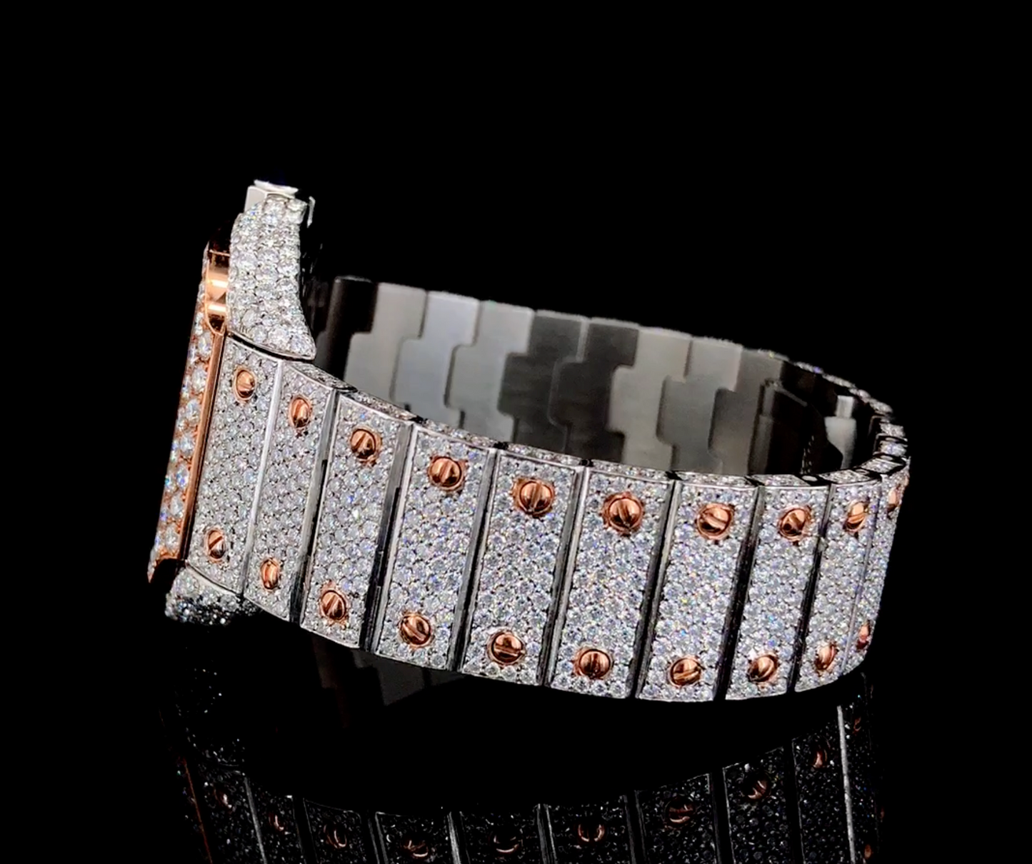 Iced out two tone watch | Moissanite diamonds | Skeleton watch | VVS1