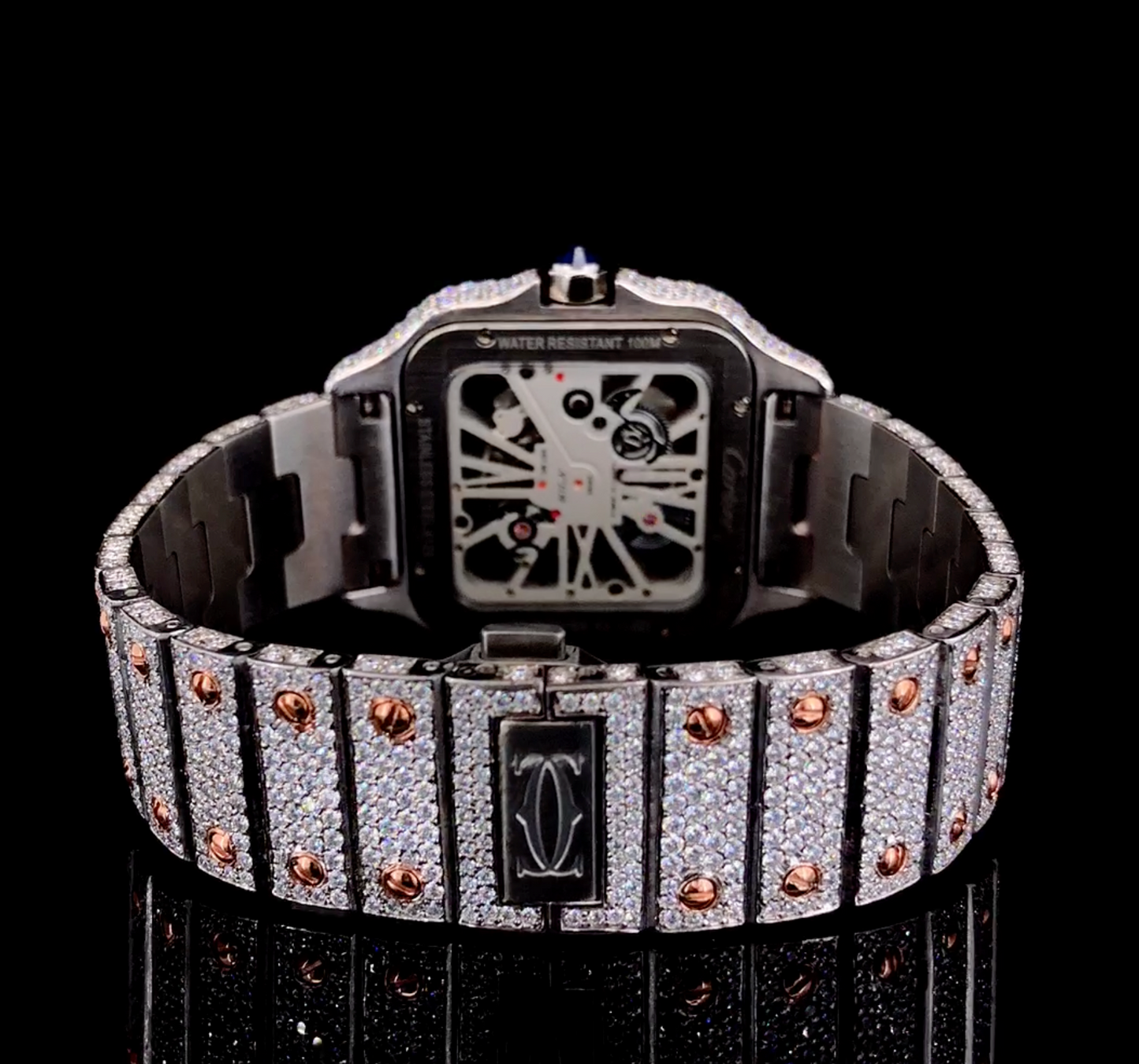 Iced out two tone watch | Moissanite diamonds | Skeleton watch | VVS1