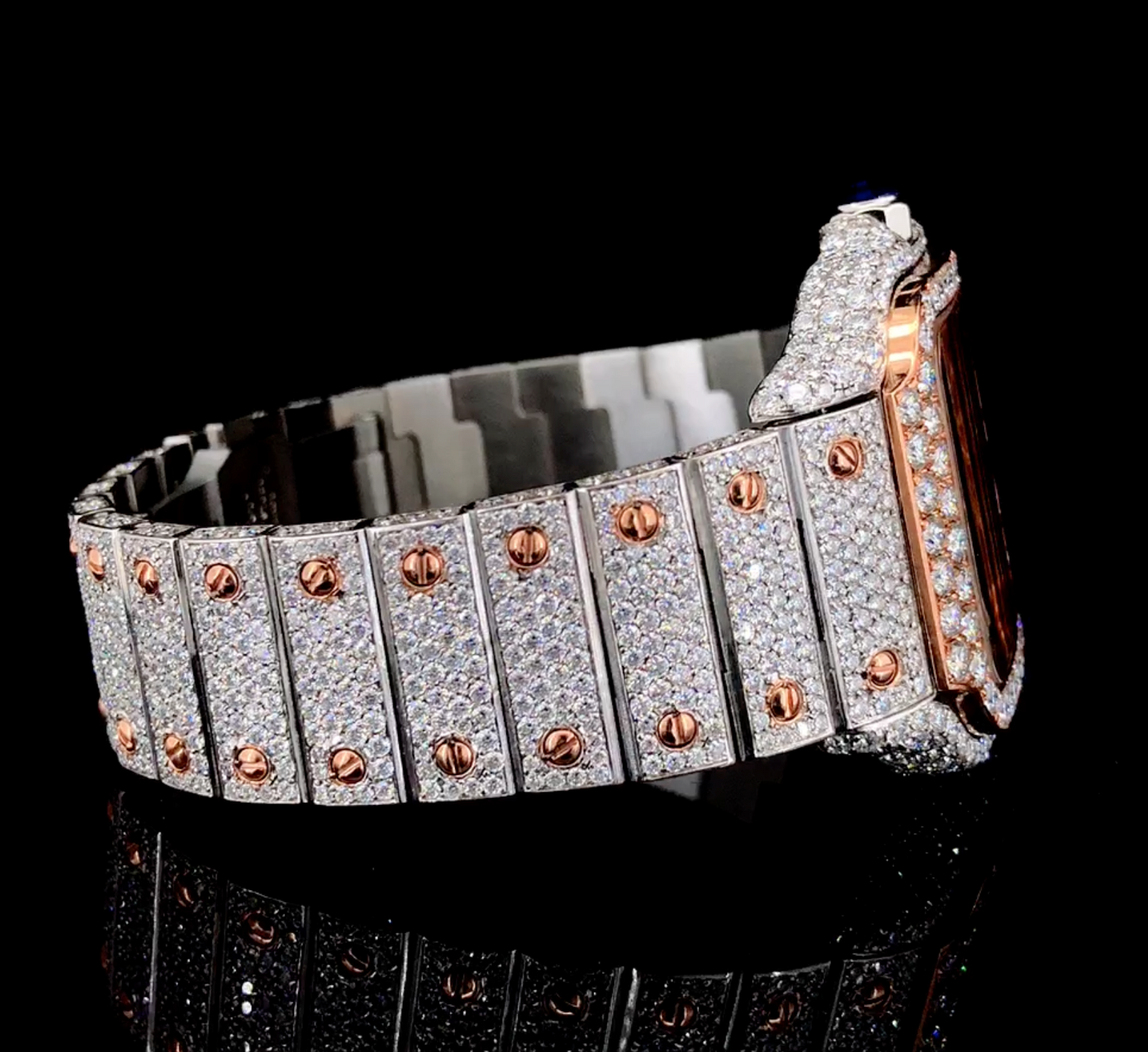 Iced out two tone watch | Moissanite diamonds | Skeleton watch | VVS1