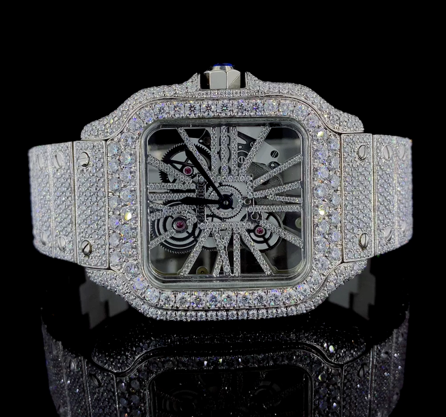 Luxury iced out Skeleton Moissanite Diamond watch | VVS quality