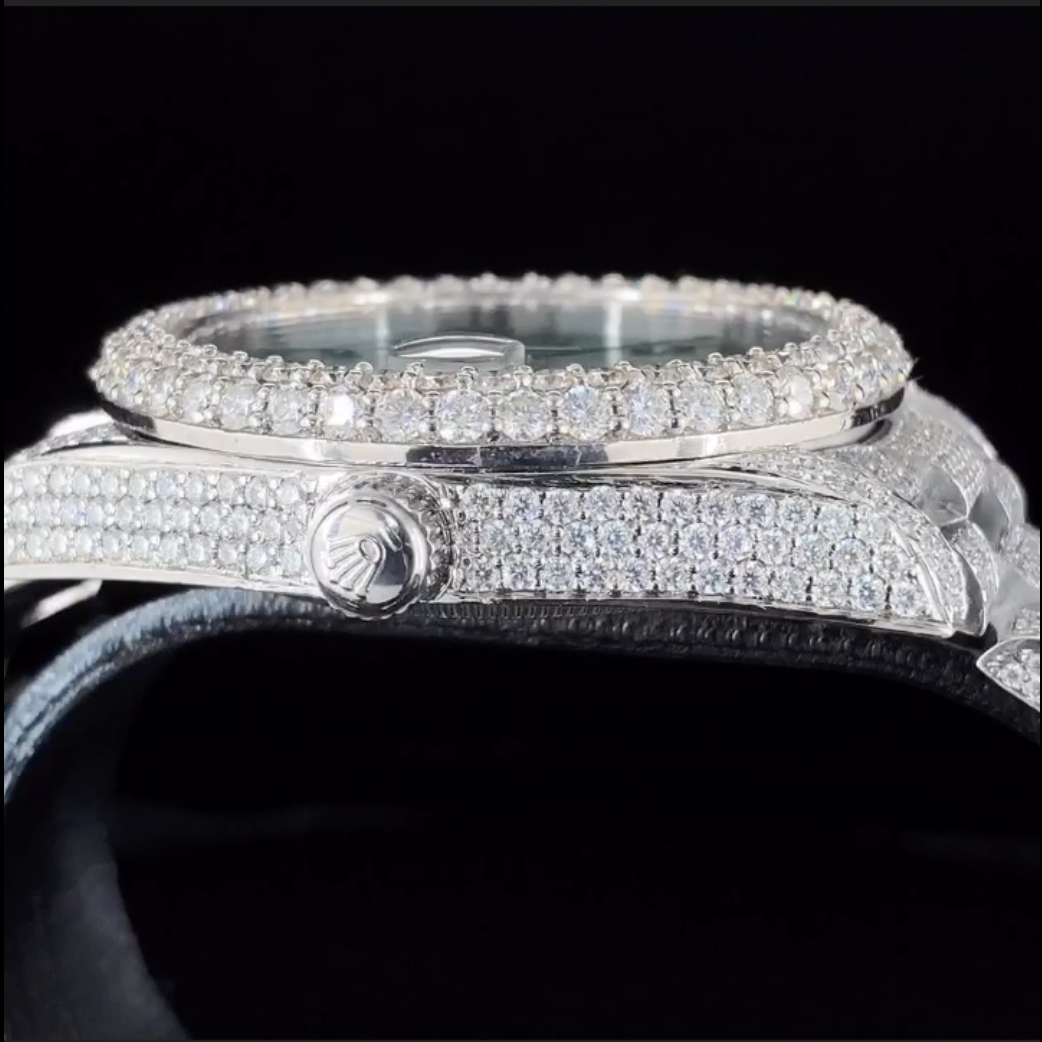 Green Dial Jubilee bracelet ICED OUT watch | MOISSANITE WATCH