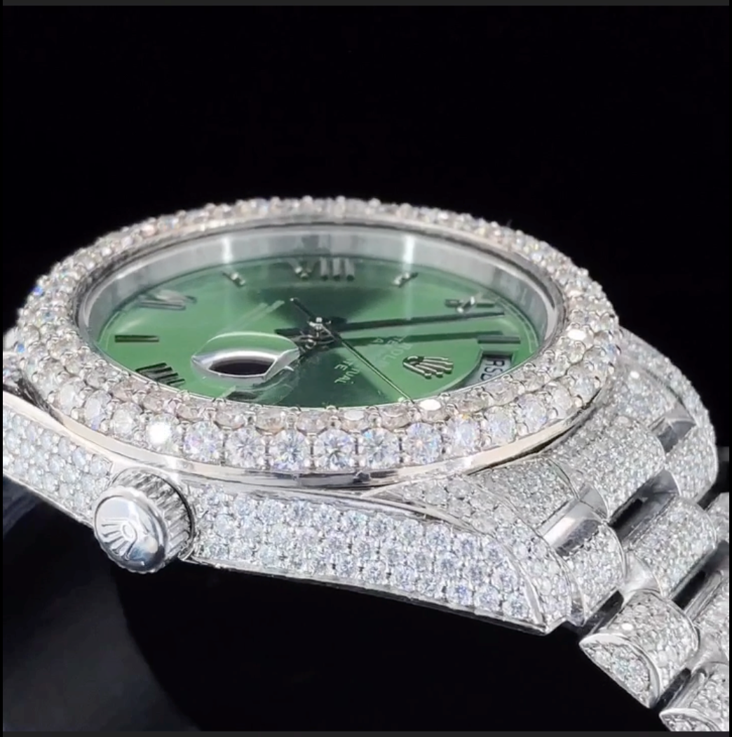 Green Dial Jubilee bracelet ICED OUT watch | MOISSANITE WATCH