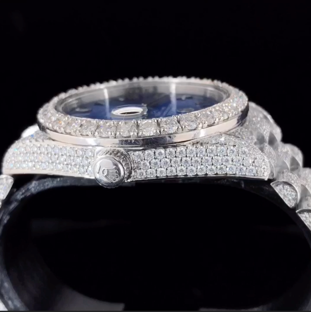 Blue dial Jubilee bracelet watch | MOISSANITE WATCH