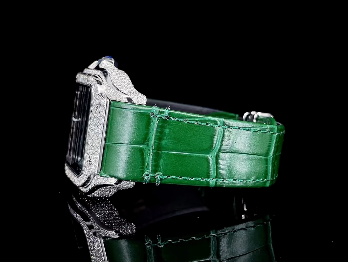 Beautiful Leather strap Iced out Watch | Automatic watch