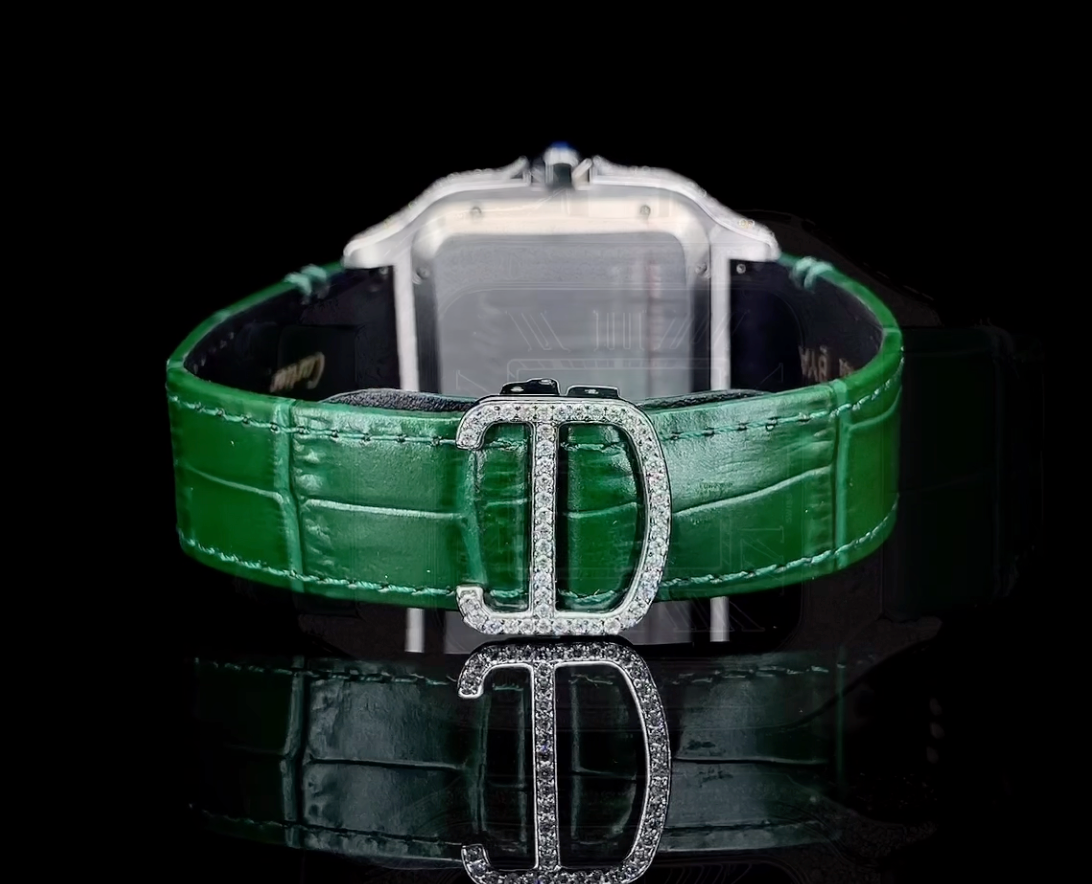 Beautiful Leather strap Iced out Watch | Automatic watch
