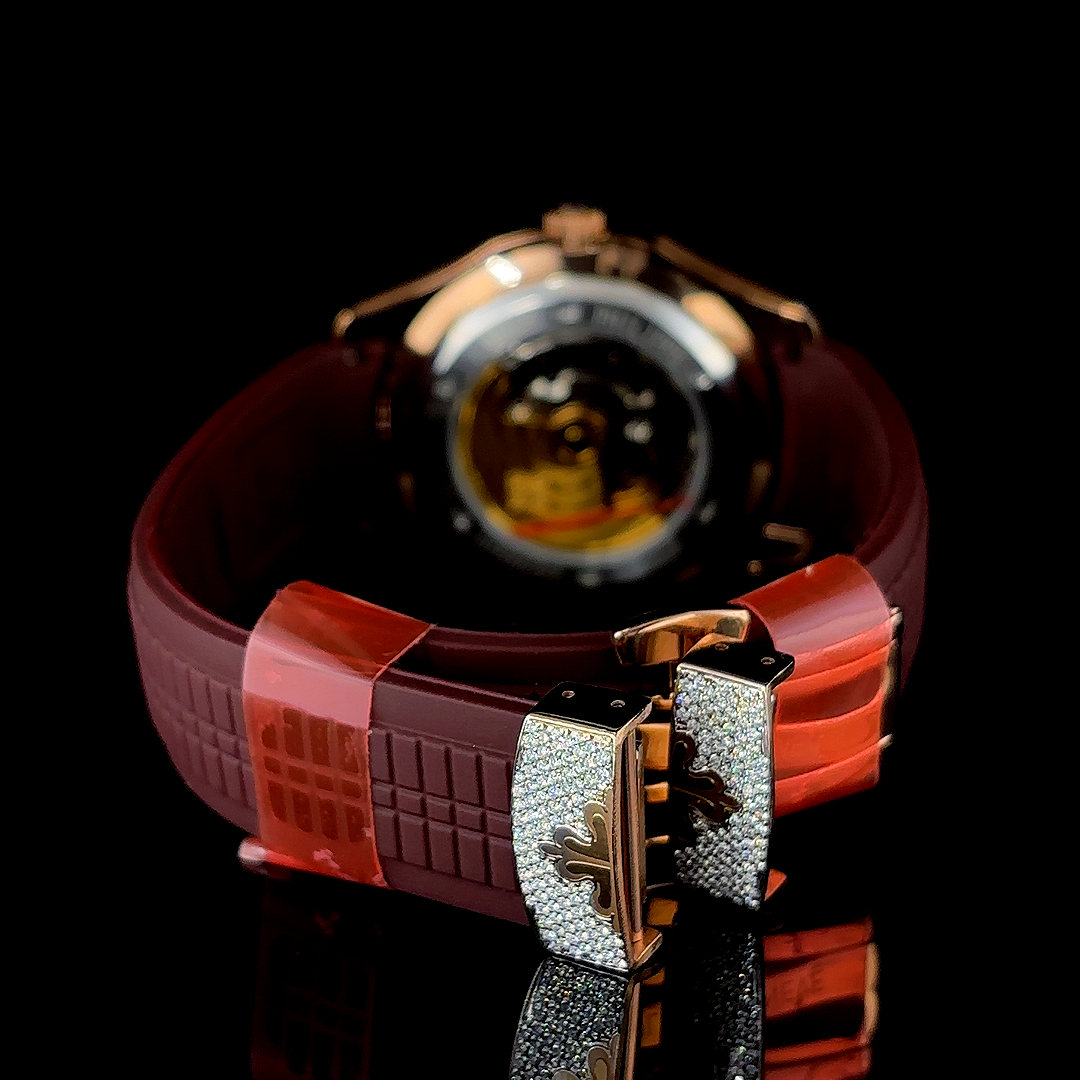 Red Dial luxury Timepiece upgraded with Lab grown diamonds | Automatic watch