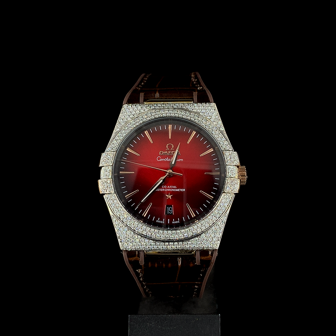 Red Dial luxury Timepiece upgraded with Lab grown diamonds | Automatic watch