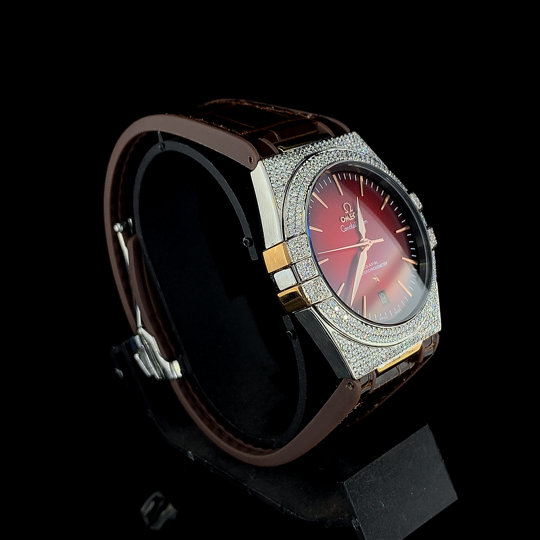 Red Dial luxury Timepiece upgraded with Lab grown diamonds | Automatic watch