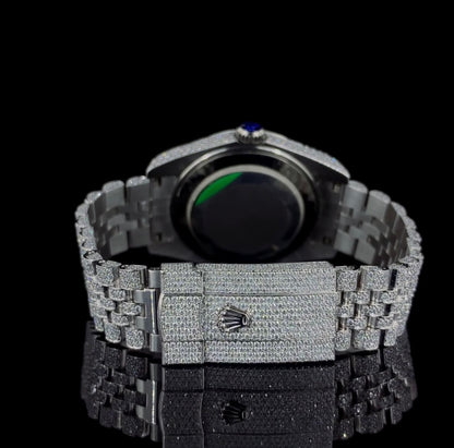 Silver watch studded with Moissanite Diamonds | Automatic watch | Fully Iced Out watch | Hiphop watch