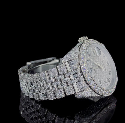 Silver watch studded with Moissanite Diamonds | Automatic watch | Fully Iced Out watch | Hiphop watch
