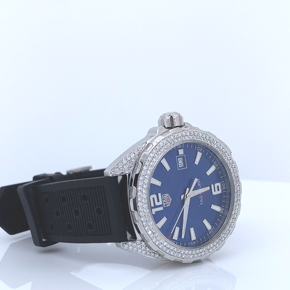 Blue watch crafted with lab grown diamonds | Leather strap | trendy watch