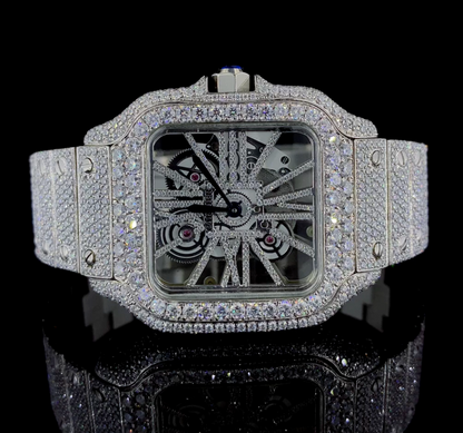Luxury iced out Skeleton Moissanite Diamond watch | VVS quality