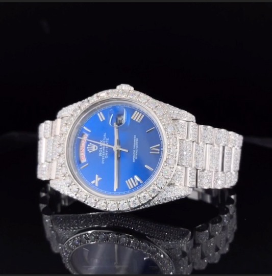 Blue dial Jubilee bracelet watch | MOISSANITE WATCH