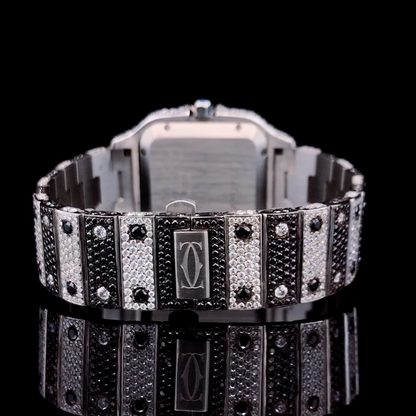 Custom Designed Fully iced out watch | Black and white diamonds | Moissnaite diamonds | VVS1