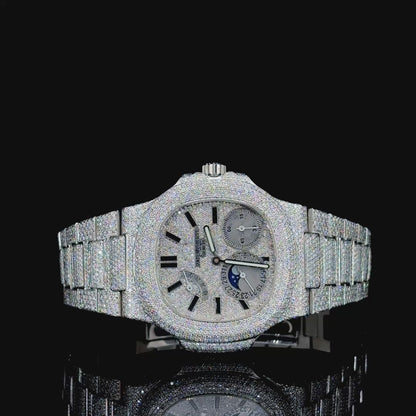 Silver Watch Crusted with Moissanite diamonds | Automatic watch | VVS quality watch | Hip hop watch | FULLY ICED OUT