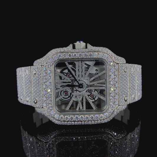 Luxury iced out Skeleton Moissanite Diamond watch | VVS quality