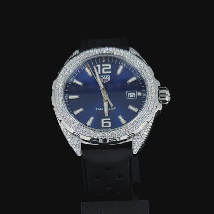 Blue watch crafted with lab grown diamonds | Leather strap | trendy watch