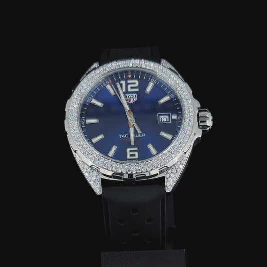Blue watch crafted with lab grown diamonds | Leather strap | trendy watch