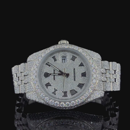 Silver watch studded with Moissanite Diamonds | Automatic watch | Fully Iced Out watch | Hiphop watch