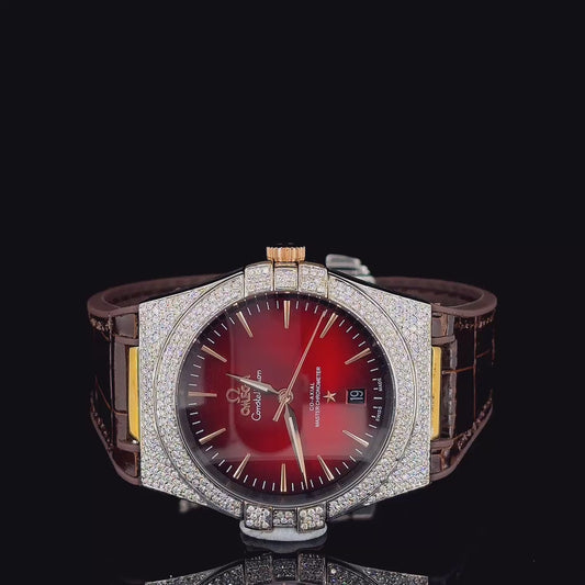 Red Dial luxury Timepiece upgraded with Lab grown diamonds | Automatic watch